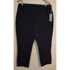 Soft Surroundings Size XL 18 Womens Navy Blue Cropped Pull On Pants NWT